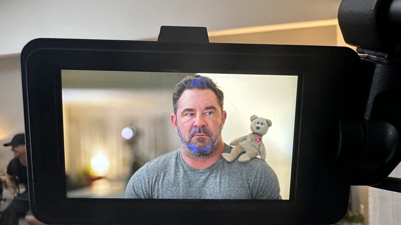 Darren Hobbs shown on a production monitor during intervention filming